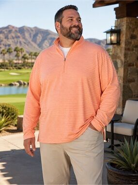 Croft & Barrow Men’s 4XB Quarter Zip Pullover Coral Big & Tall Performance